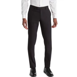 Soul Of London Flat Front Stretch Black Dress Pant